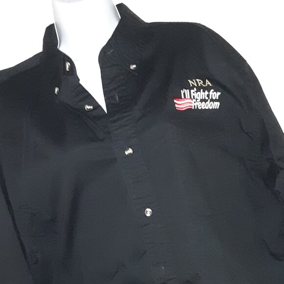 NRA Embroidered Button-Down Shirt * I'll Fight for Freedom" * Long Sleeve *Black - Picture 4 of 7